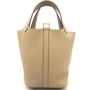 Trench Clemence Leather Gold Hardware Picotin Lock 18 Bag