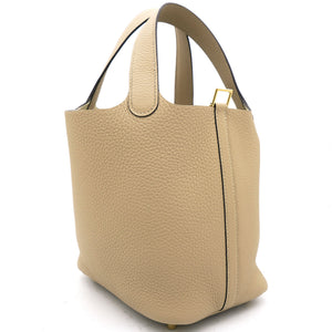 Trench Clemence Leather Gold Hardware Picotin Lock 18 Bag