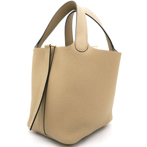 Trench Clemence Leather Gold Hardware Picotin Lock 18 Bag