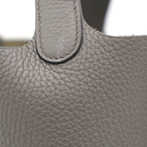 Gris Etain Clemence Leather Palladium Hardware Picotin Lock 18 Bag