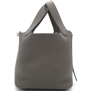 Gris Etain Clemence Leather Palladium Hardware Picotin Lock 18 Bag