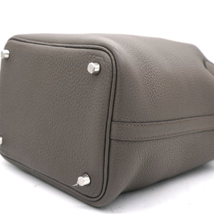 Gris Etain Clemence Leather Palladium Hardware Picotin Lock 18 Bag