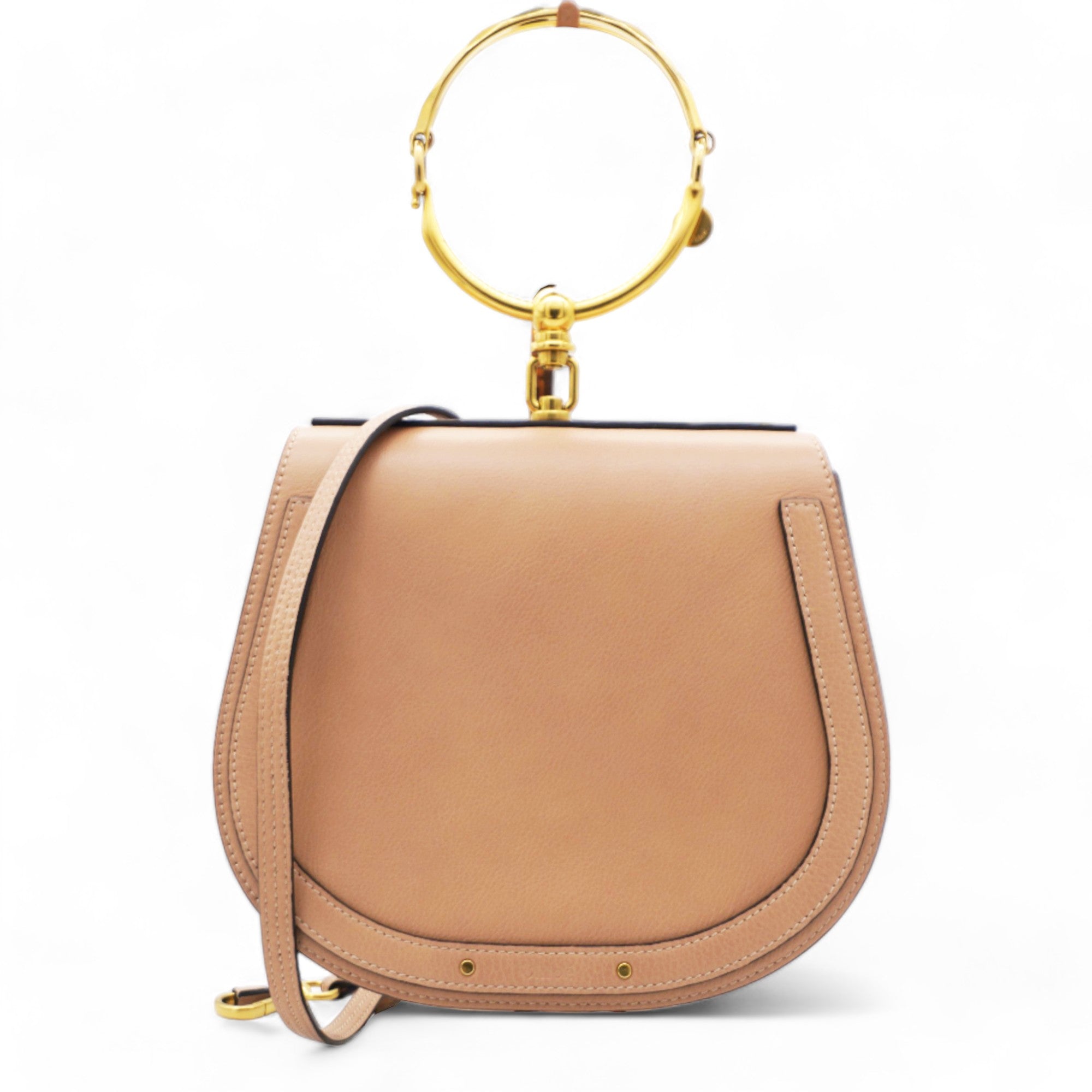Calfskin Suede Medium Nile Bracelet Bag Biscotti Beige