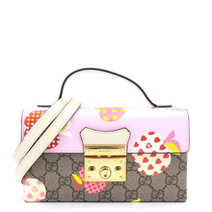GG Supreme Monogram Les Pommes Mini Padlock Shoulder Bag Pink
