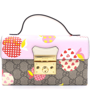 GG Supreme Monogram Les Pommes Mini Padlock Shoulder Bag Pink