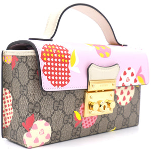 GG Supreme Monogram Les Pommes Mini Padlock Shoulder Bag Pink