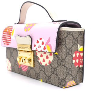 GG Supreme Monogram Les Pommes Mini Padlock Shoulder Bag Pink