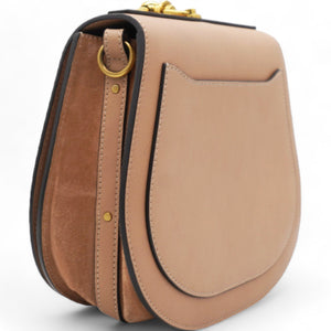 Calfskin Suede Medium Nile Bracelet Bag Biscotti Beige