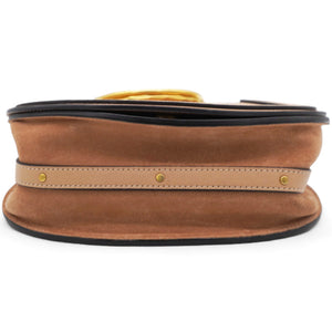 Calfskin Suede Medium Nile Bracelet Bag Biscotti Beige