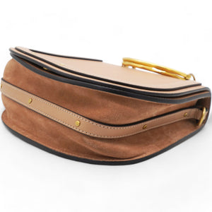 Calfskin Suede Medium Nile Bracelet Bag Biscotti Beige