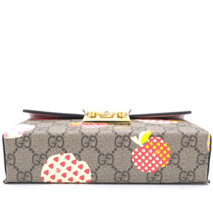 GG Supreme Monogram Les Pommes Mini Padlock Shoulder Bag Pink
