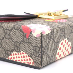 GG Supreme Monogram Les Pommes Mini Padlock Shoulder Bag Pink