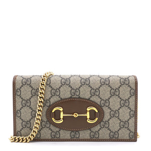 GG Supreme Monogram Horsebit 1955 wallet with chain