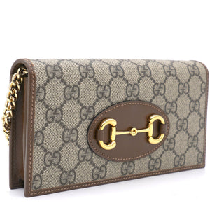 GG Supreme Monogram Horsebit 1955 wallet with chain