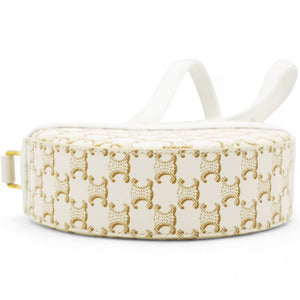 Round Purse on Strap Triomphe Canvas White Calfskin