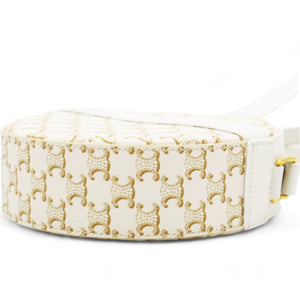 Round Purse on Strap Triomphe Canvas White Calfskin