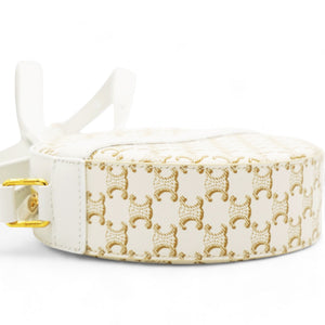Round Purse on Strap Triomphe Canvas White Calfskin