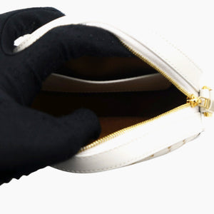 Round Purse on Strap Triomphe Canvas White Calfskin