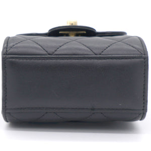 Lambskin Quilted Small Vertical Flap with Chain Black