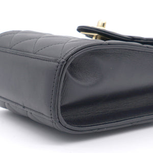 Lambskin Quilted Small Vertical Flap with Chain Black