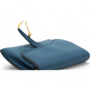 Grained Calfskin Saddle Chain Wallet Pouch Denim