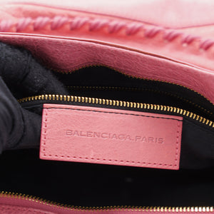 Pink Lambskin Leather Giant 12 Gold Motorcycle City Bag