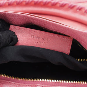 Pink Lambskin Leather Giant 12 Gold Motorcycle City Bag