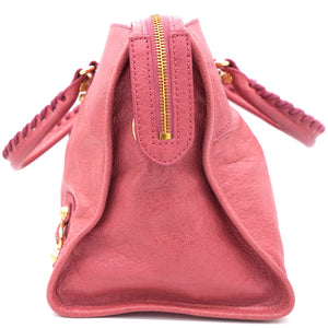 Pink Lambskin Leather Giant 12 Gold Motorcycle City Bag