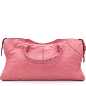 Pink Lambskin Leather Giant 12 Gold Motorcycle City Bag