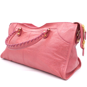 Pink Lambskin Leather Giant 12 Gold Motorcycle City Bag
