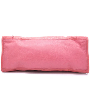 Pink Lambskin Leather Giant 12 Gold Motorcycle City Bag