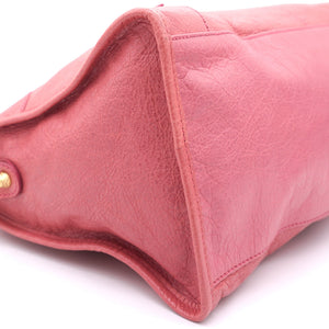 Pink Lambskin Leather Giant 12 Gold Motorcycle City Bag