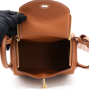 Gold Clemence Leather Mini Lindy 20 Bag