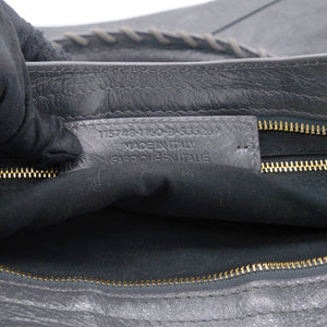Grey Lambskin Leather Motorcycle City Bag