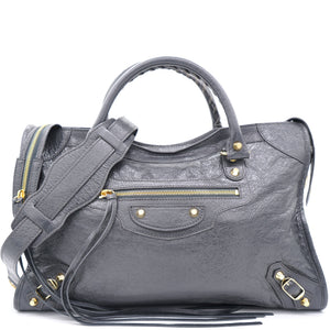 Grey Lambskin Leather Motorcycle City Bag