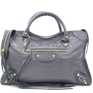 Grey Lambskin Leather Motorcycle City Bag