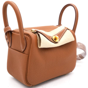 Gold Clemence Leather Mini Lindy 20 Bag