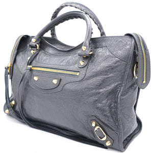 Grey Lambskin Leather Motorcycle City Bag