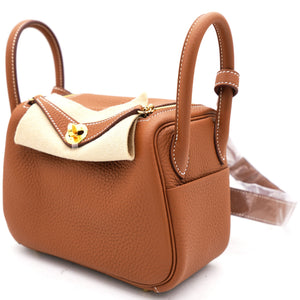 Gold Clemence Leather Mini Lindy 20 Bag