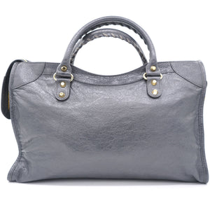 Grey Lambskin Leather Motorcycle City Bag