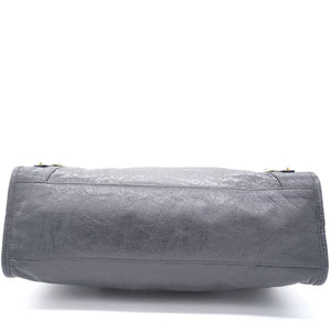 Grey Lambskin Leather Motorcycle City Bag