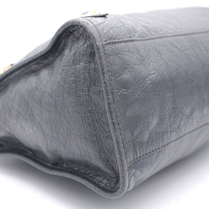 Grey Lambskin Leather Motorcycle City Bag