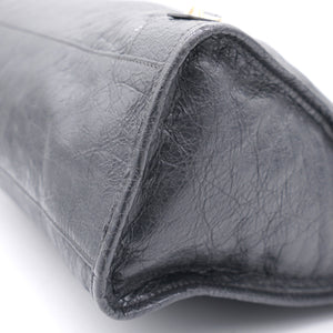 Grey Lambskin Leather Motorcycle City Bag