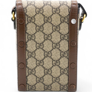 GG Supreme Monogram Mini Horsebit 1955 Crossbody Bag Beige Brown Sugar