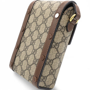 GG Supreme Monogram Mini Horsebit 1955 Crossbody Bag Beige Brown Sugar