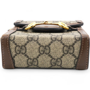 GG Supreme Monogram Mini Horsebit 1955 Crossbody Bag Beige Brown Sugar