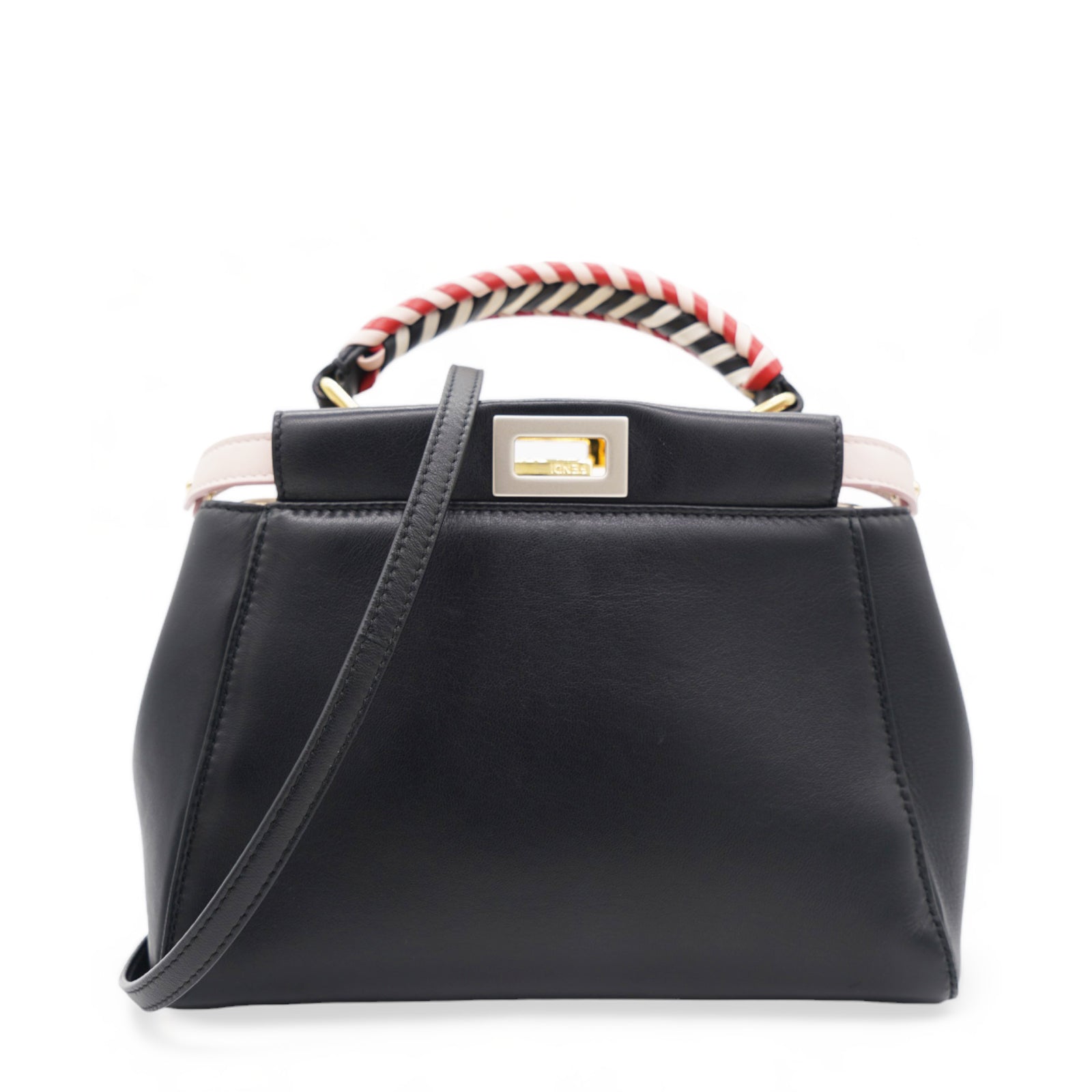 Mini Peekaboo Nappa Leather with braided Handle Black