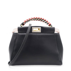Mini Peekaboo Nappa Leather with braided Handle Black