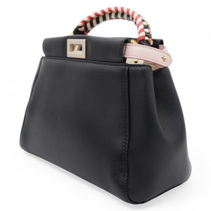 Mini Peekaboo Nappa Leather with braided Handle Black
