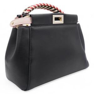 Mini Peekaboo Nappa Leather with braided Handle Black